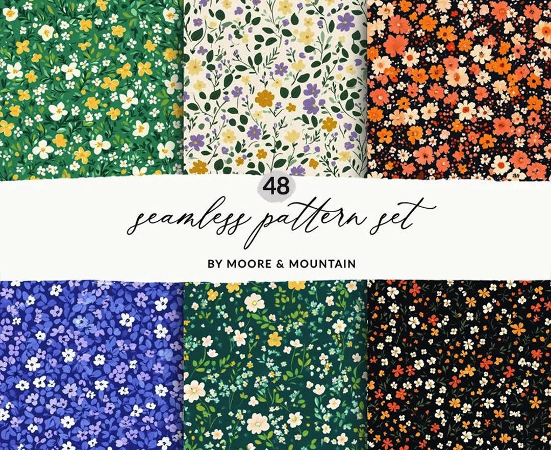 Ditsy Simple Pattern 48 Seamless Ditsy Floral Patterns, Seamless Small Floral Prints, Bright ...