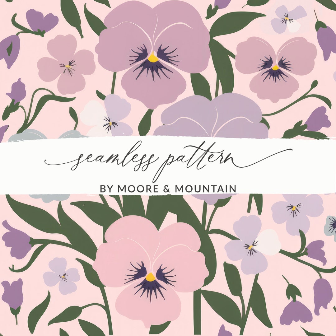 Seamless Light Pink Pansy Pattern, Light Purple Seamless Pansies Floral ...