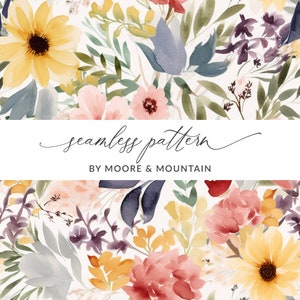 Nahtloses Aquarell Blumenmuster für Sublimationsdesign, modernes Blumenmuster, bunt gemischte Blumen digitales Papier, illustriert