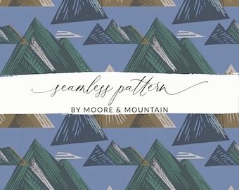 Mountain Seamless Pattern, Hiking Seamless Pattern Mountains, Mountains Repeating Background Adventure Seamless Pattern PNG