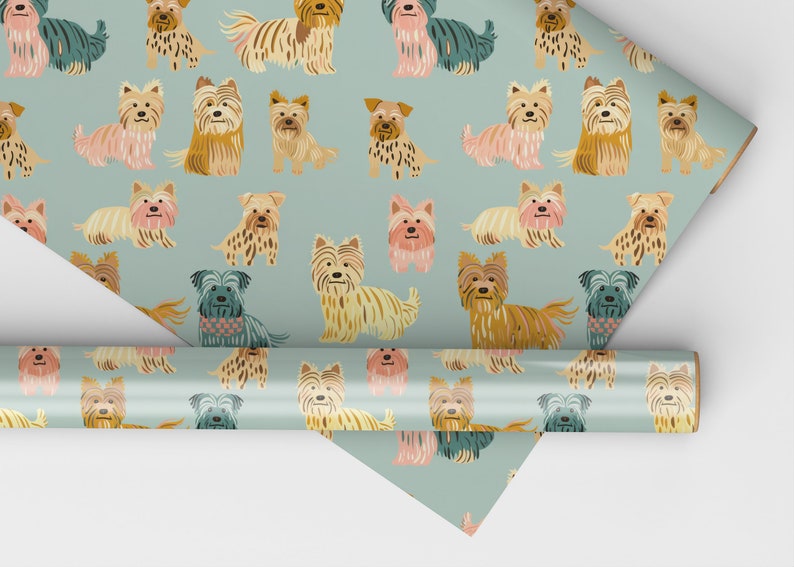 Yorkie Wrapping Paper Seamless Yorkshire Terrier Background, Cute Yorkie Dog Background ...