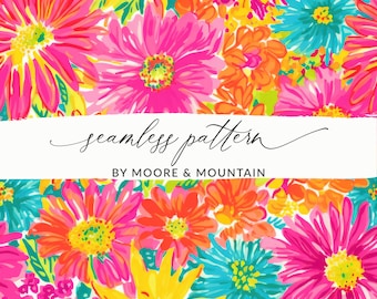 Nahtloses adrettes Muster-Design-Pink-nahtloses Blumenmuster, nahtloses Sommer-Muster, adrette Gänseblümchen-Blume Hintergrund, digitale Datei
