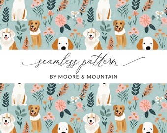 Nahtloses Hundemuster, schrulligen Hunde Hintergrund, digitale Hunde Hintergrundmuster, digitale Papierhunde, wiederholendes Hundemuster, Hunde wiederholen