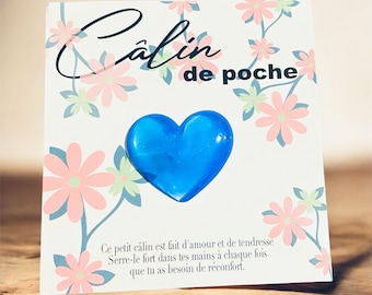 Fait main - Câlin de poche coeur . Pocket hug . Porte bonheur . Amulette . Idée cadeau . Lucky charm . Noël .Maîtresse / Maître. St Valentin