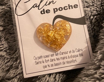 Câlin de poche coeur . Pocket hug . Porte bonheur . Amulette . Idée cadeau . Lucky charm . Saint Valentin . Cadeau Maîtresse / Maître