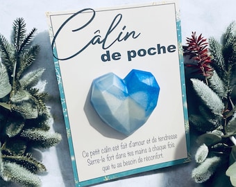 Fait Main - Câlin de poche coeur L . Pocket hug . Porte bonheur . Amulette . cadeau original . Noël .Cadeau Maîtresse / Maître . st Valentin
