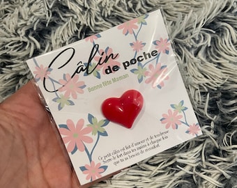 Câlin de poche coeur . Pocket hug . Porte bonheur . Amulette . Idée cadeau . Cadeau Maîtresse / Maître . Fête des mères