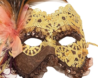 Masquerade Mask Gold & Brown