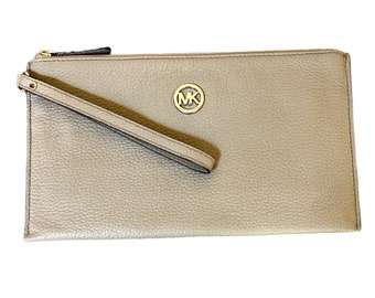 Michael Kors leren clutch/polsbandje grijs