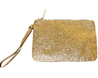 Express Clutch Wristlet Gold Glitter