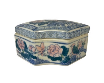 Asian Lotus Trinket Box 5”x3”