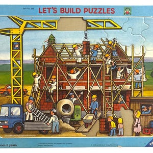 Ravensburger-puzzel uit 1978 Een huis bouwen - 2 stukjes ontbreken
