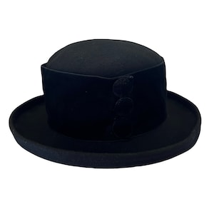 20/30s Cloche Black Wool Hat 4”H