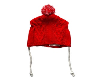 Pet Knit Hat w/ Pom Pom - Red