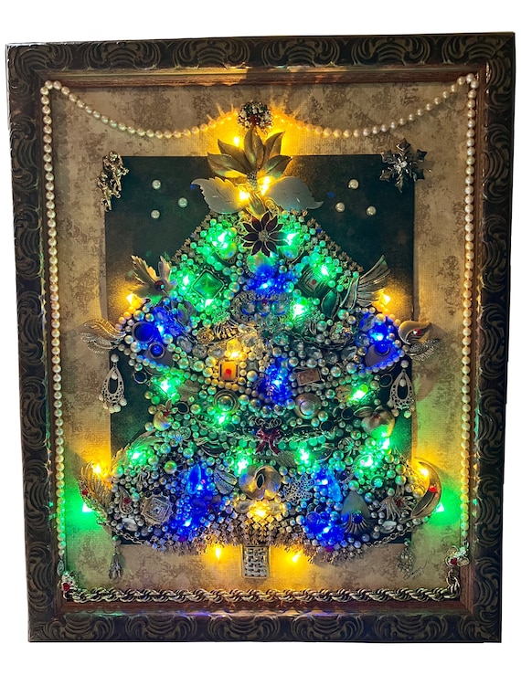 Künstler Made gerahmte Schmuck Weihnachtsbaum Kunst - leuchtet 21,75 