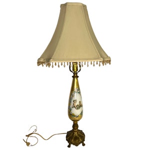 Vintage Gold French Gilt Cherub Lamp 32&quot;H
