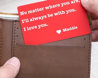 Personalized Metal Card,Romantic Keepsake,Gift for Husband,Gift for Him,Anniversary Gift,Valentines Day Gift,Gift for Lover,Wallet Card