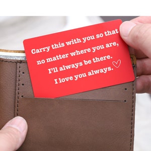 Regalo para novio, tarjeta de billetera grabada, regalo de aniversario, regalo para novio, regalo para esposo, regalo único para esposo, regalos para él, regalo de mudanza