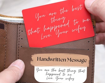 Actual Handwriting Wallet Insert,Custom Gift Idea,Metal Wallet Card,Etched Wallet Card,Personalized Gift,Engraved Steel Card,V-Day Gift