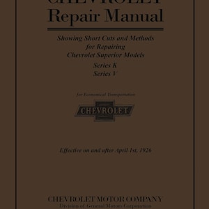 Manuale di officina per auto/camion Chevrolet 1925-1926