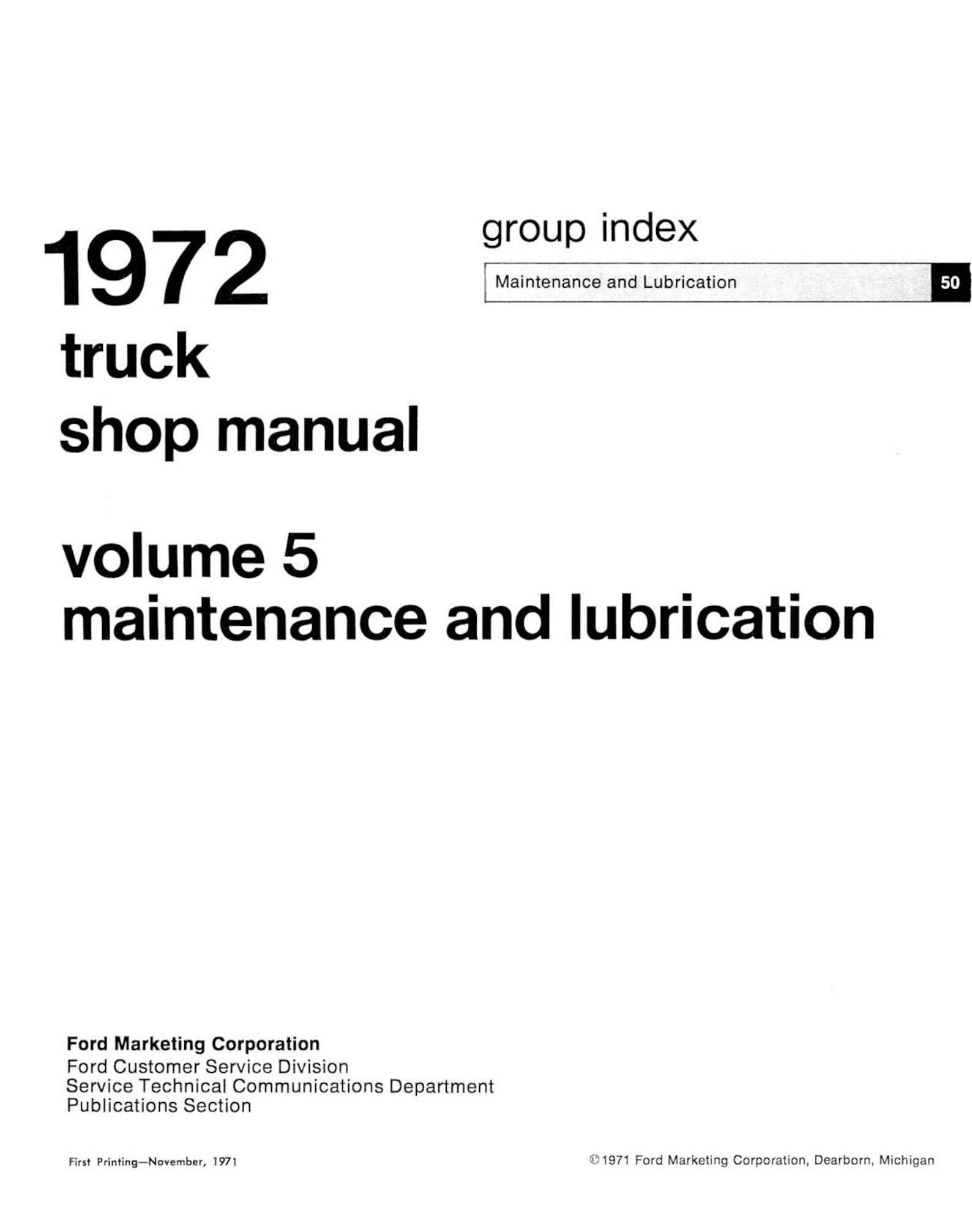 1972 Ford Truck Factory Shop Manual (5-Volume Set) – Detroit Iron Reprint