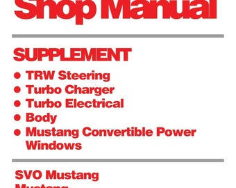 1984 Ford Mustang SVO Shop Service Repair Manual Supplement By Bishko 1053
