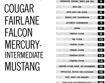 1967 Ford Shop Manual Reproduction - Mustang, Ranchero, Falcon, Fairlane, Futura Repair Service Guide