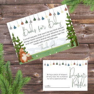 Woodland Hiking Baby Shower: Books for Baby & Diaper Raffle (PDF Template)