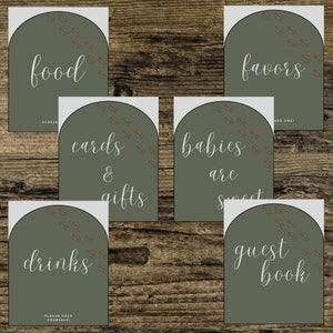 Oh Deer Baby Shower Event Signs Bundle - 6 Printable 8x10 Signs, Hunting Theme, Gender Neutral, Woodland Antlers Decor, Instant Download