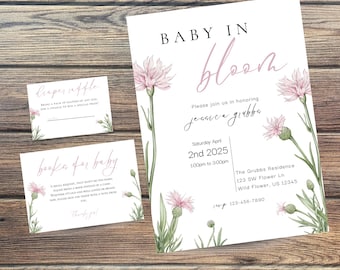 Wildflower Baby Shower Bundle: Editable Invitation Templates (Digital Download)