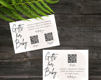 Oh Deer Girl Baby Shower, QR Registry Card, Canva Editable Tempalte, Baby Girl, Floral, Hunting and Outdoors Theme