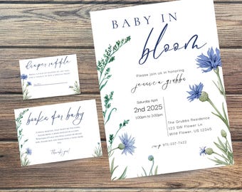 Wildflower Baby Shower Bundle: Editable Invitation Templates (Digital Download)