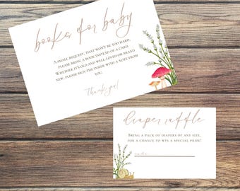 Woodland Baby Shower Books for Baby Card: Mushroom Design (Printable PDF)