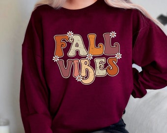 Fall Vibes Sweatshirt, Retro Fall Crewneck, Halloween Sweatshirt, Fall Sweatshirt, Fall Time Sweatshirt, Cute Thanksgiving Sweatshirt
