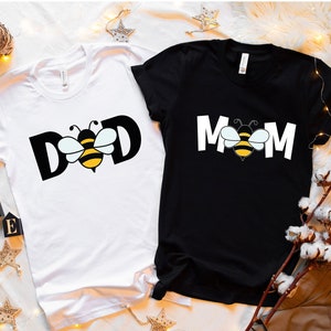 Mom and Dad Bee First Birthday Shirts, Bee 1st Birthday T-shirts, Bee Baby Shower Tees, Bumble Bee Shirt, Gender Reveal Couples Gift Tshirt