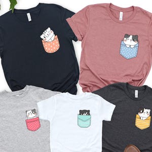 Custom Pocket Cute Cat T-Shirt, Cat Lover Shirt, Cute Kitty Shirt, Cat Owner Shirt, Gift For Cat Lovers, Cat Mom Shirt, Cat Dad Gift Shirt