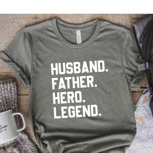 Husband Father Hero Legend Shirt, Father's Day Shirt, Grandpa Shirt, Dada Shirt, Custom Fathers Day Tees, Best Gift for Dad, Dad Shirt
