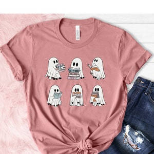 Halloween Cute Ghosts Reading Books, Halloween Read More Books Shirt, Halloween Bookish Shirt, Cute Ghost Halloween Shirts, Book Lover Shirt