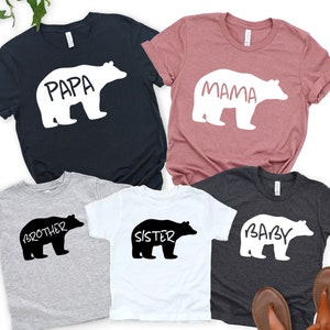 Custom Matching Family Bear T-Shirts, Mama Papa Baby Bear Shirt, Siblings Bear Apparel