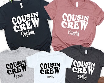 Custom Cousin Crew T-shirt with Name, Matching Family Reunion 2026 Shirt
