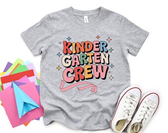 Colorful Kindergarten Crew Shirts, Preschool Teacher Shirt, Back to School Tee, Hello Kindergarten