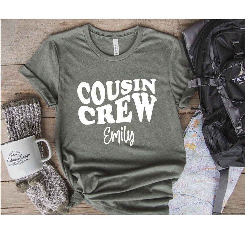 Custom Cousin Crew T-shirt with Name, Matching Family Reunion 2026 Shirt image 6