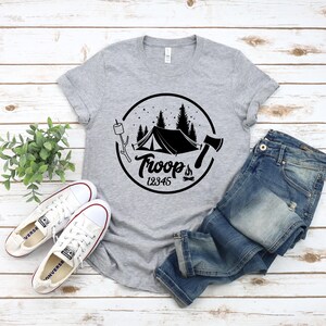 Custom Camp Troop Number T-shirt, Personalized Camping Troop Shirts, Scout Gift, Scouts Team Shirt, Camping Girl Scout, Troop Number Shirt bild 4