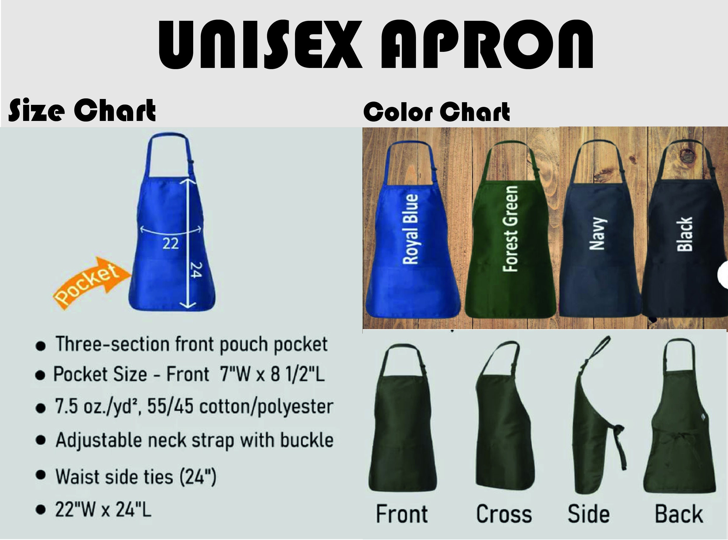 Custom Chef Apron, Personalized Kitchen Apron With Two Pockets - Etsy