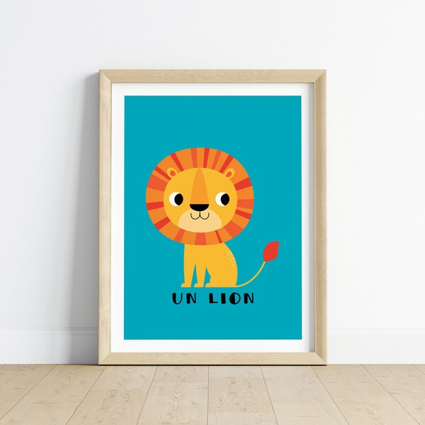 Boho Nursery Wall Art Lion Printable Wall Decor Safari Nursery Decor Baby Animal Prints French Poster Baby Room Scandi Wall Art Baby Boy