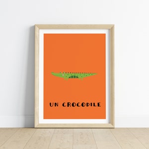 Boho vivero pared arte cocodrilo imprimible pared decoración Safari vivero decoración bebé animal impresión francés cartel bebé habitación Scandi pared arte bebé niño