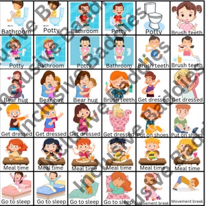 Home chores and routine visual icons, daily schedule, independent routines, daily skills, kids routine, kids schedule, digital PDF download
