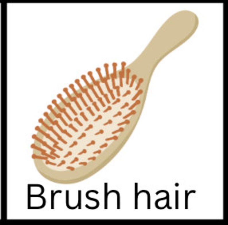 May include: A wooden hair brush with brown bristles. The brush has a light brown handle and is oval shaped.