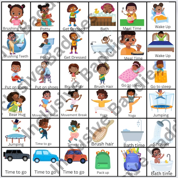 Home chores and routine visual icons, daily schedule, independent routines, daily skills, kids routine, kids schedule, digital PDF download