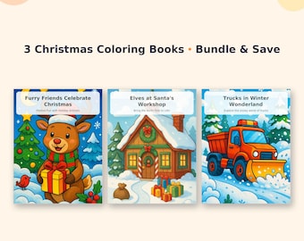 Lot de 3 livres de coloriages de Noël à imprimer pour enfants (format PDF).